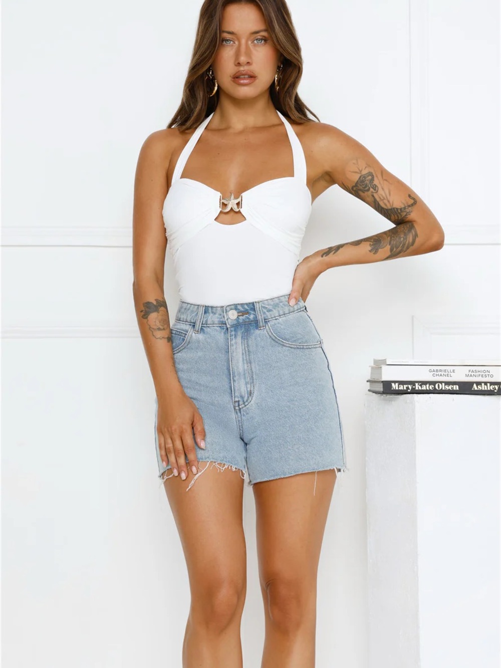 Hello Molly STARFISH BEAUTY HALTER TOP WHITE